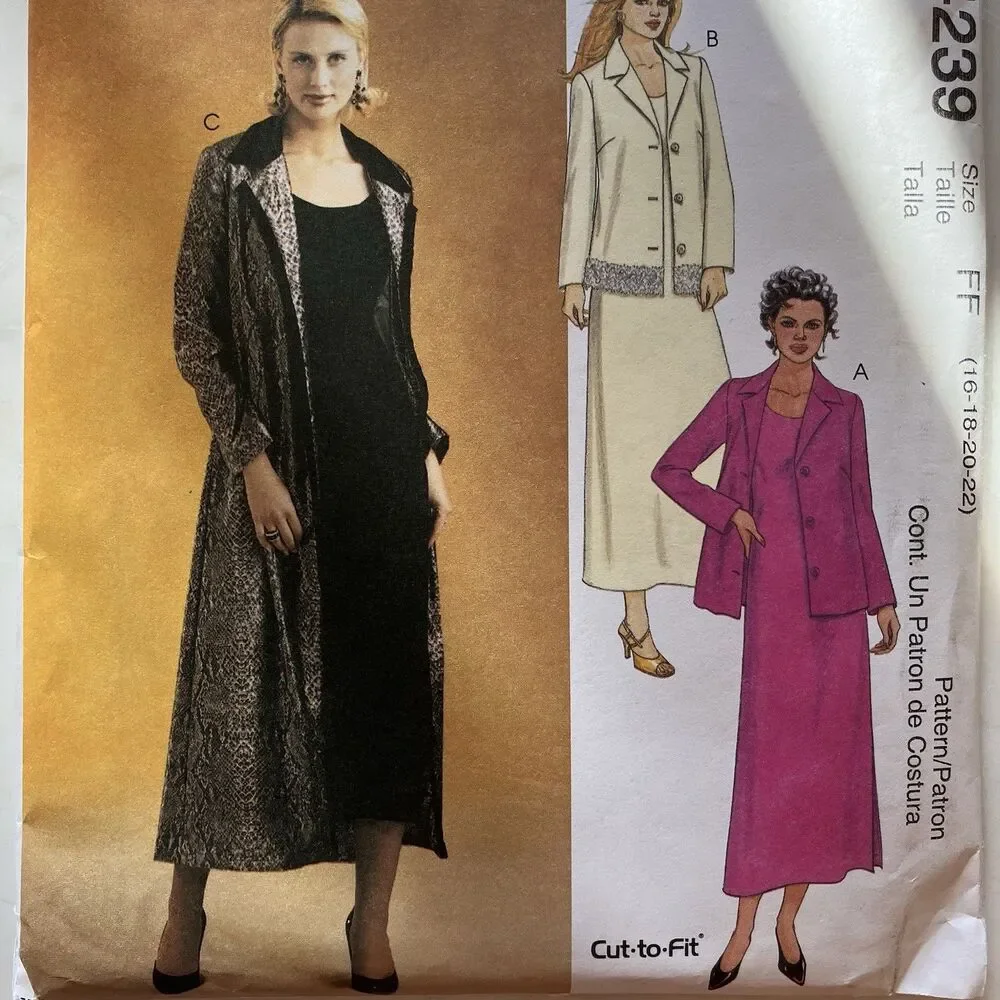 Vintage McCall's Pattern 4239 Women's Jacket Duster & Skirt‎ Size 16-18-20-22